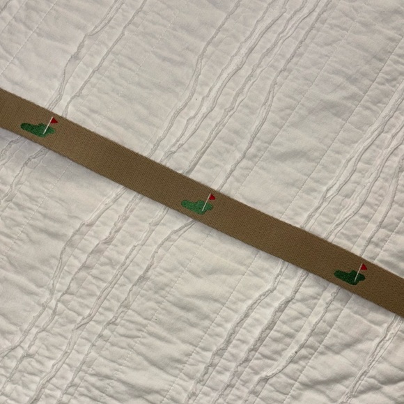 The Leather Man embroidered Golf Theme Twill Canvas Men’s 46 belt brass buckle - Picture 4 of 6